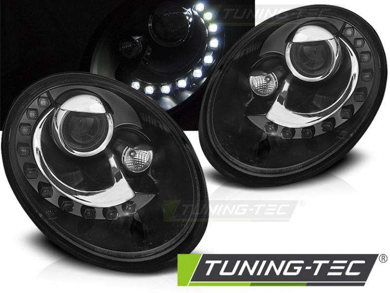 LED Tagfahrlicht Design Scheinwerfer für VW New Beetle 06-12 schwarz